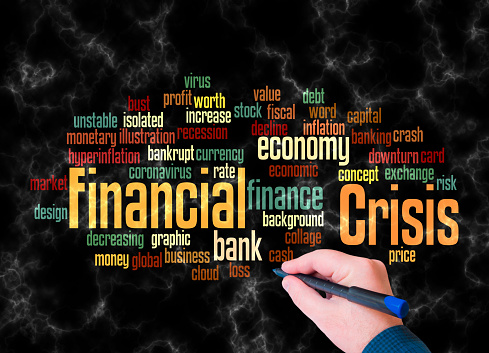 Word Cloud with FINANCIAL CRISIS concept, create with text only.