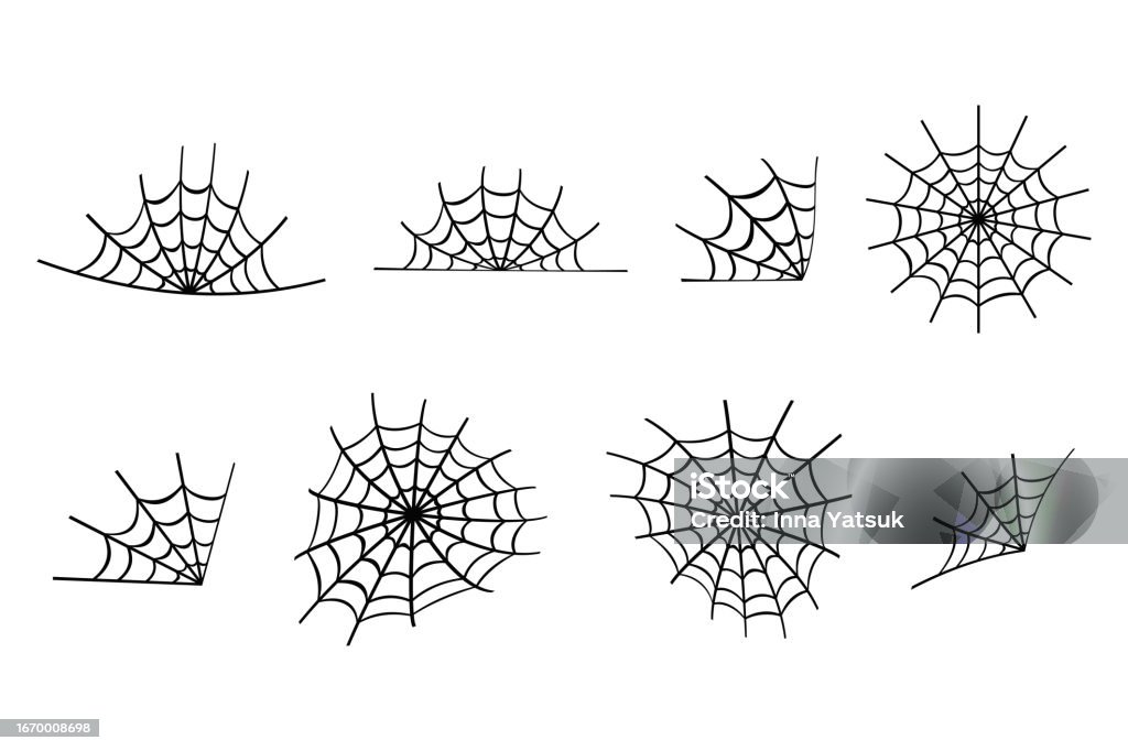 Spider Web Design Elements Set Stock Illustration - Download Image Now ...