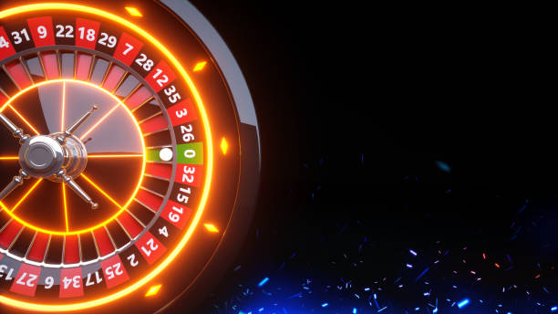 istock Casino Roulette Wheel Gambling Concept With Red Neon Lights 1670167697