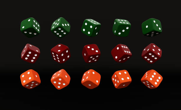 istock Green, Red And Orange Dices, Dice With Golden Dots 1670168216