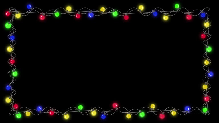 Christmas light bulbs frame isolated by the alpha channel(transparent background).Christmas greeting.christmas concept.animated holiday season social post digital card.Loop