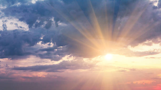 istock Beautiful summer sunset with a cloudy sky 1670283411