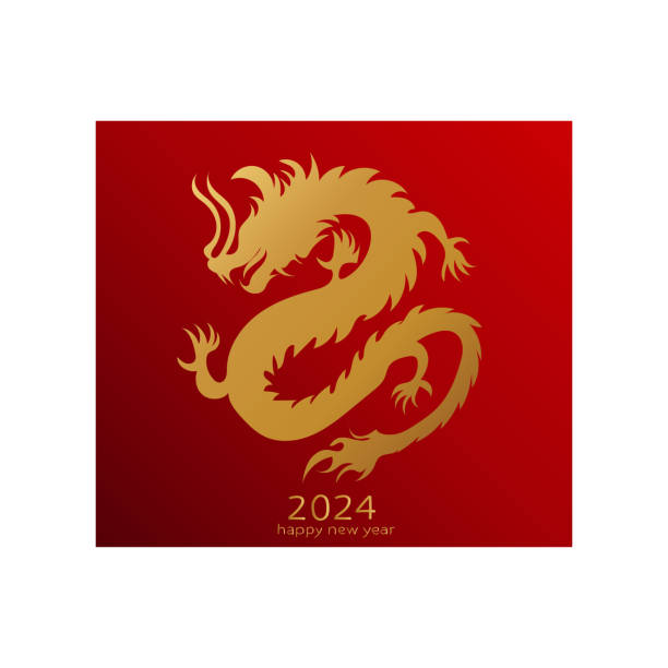 2024 frohes neues jahr drache vektor - chinese new year 2024 stock-grafiken, -clipart, -cartoons und -symbole