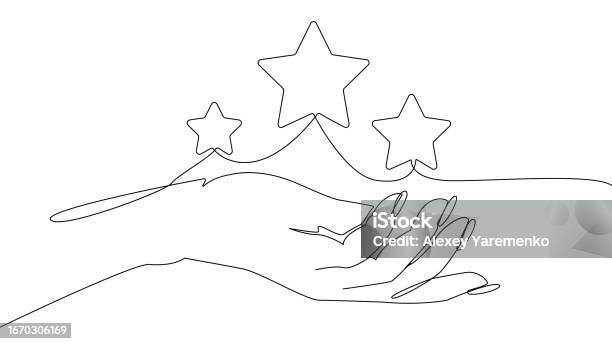Hand Star Vector Image Hand With Stars Line Vector Concept Stock Illustration - Download Image ...