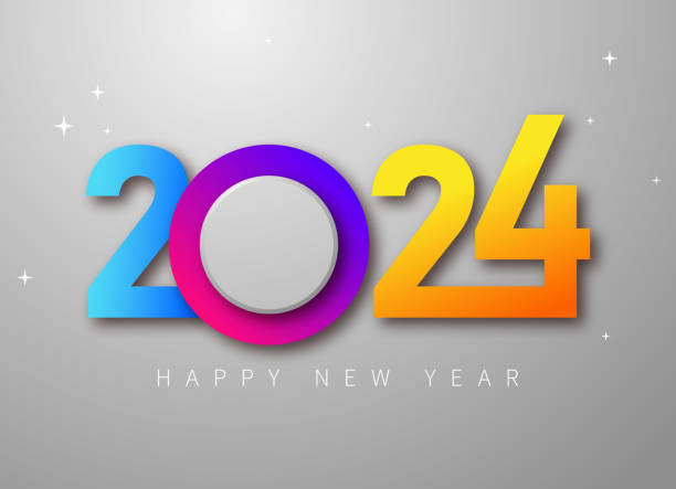 istock Happy new year 2024 vector illustration. Colorful design, trendy style, 2024 calendar 1670393965