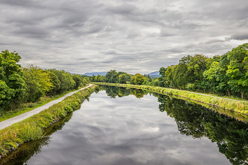 The Caledonian Canal connects the Scottish east coast at Inverness with the west coast at Corpach near Fort William in Scotland.