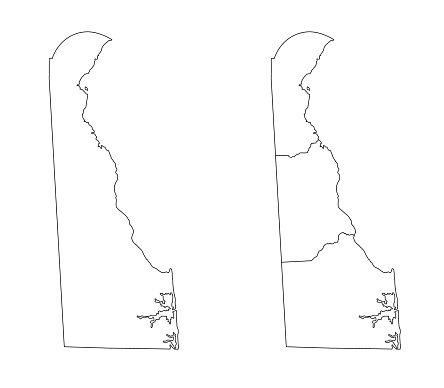 Delaware state outline County map set - United States