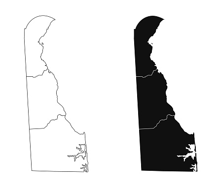 Delaware state outline County map set - United States