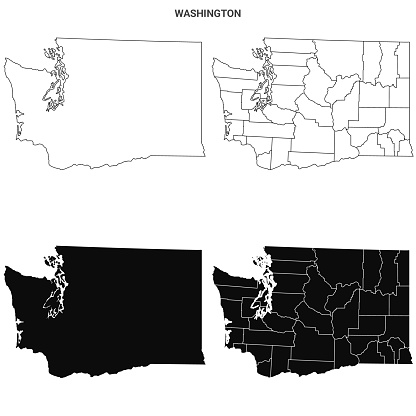 Washington state outline County map set - United States