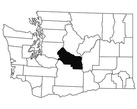 Ilustración de Mapa Del Condado De Kittitas En El Estado De Washington