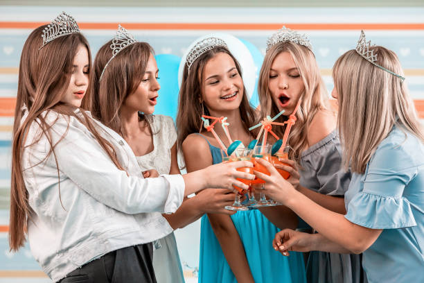istock Happy girls at celebration party 1670750789