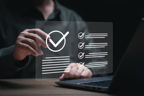 istock ISO, Standart control quality premium management certificate service concept, Businessman mark symbol represents the standard quality control and certificate document management online checklist 1670763514