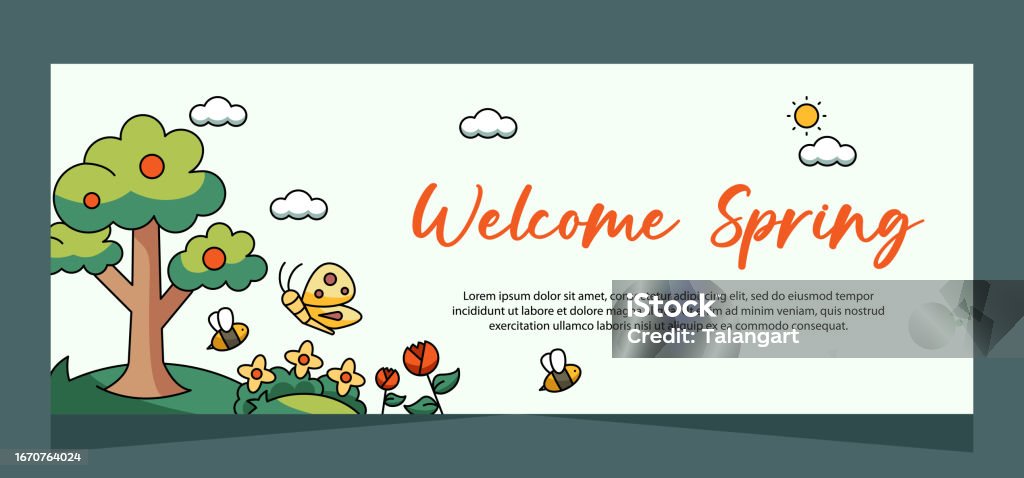 Spring Images Horizontal Flat Spring Horizontal Banner Design Stock Illustration - Download ...