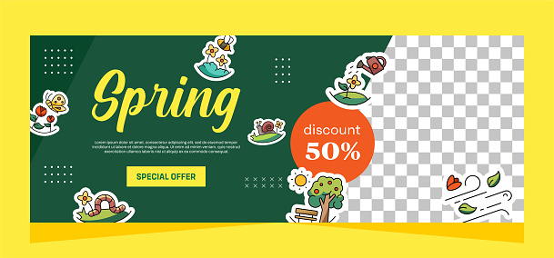 Horizontal Spring Banner Template Vector Design Stock Illustration ...