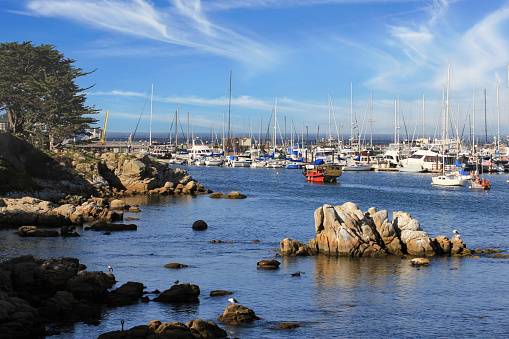 March 9, 2023 - Monterey Bay, CA, USA: A beautiful view of the Monterety Bay marina