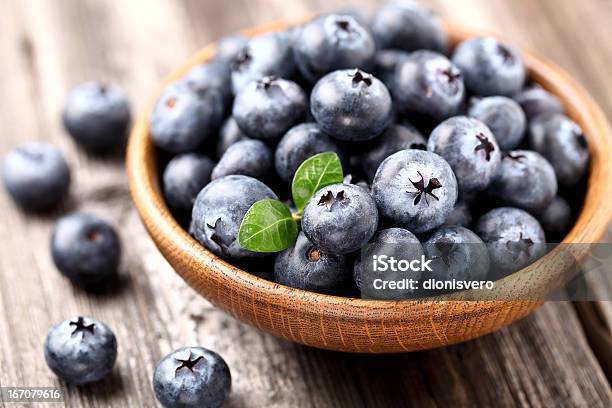 Blueberry In A Wooden Plate Stock Photo - Download Image Now - Berry Fruit, Blue, Blueberry