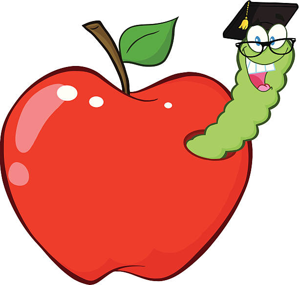 Worm Apple Cartoon Glasses Illustrations, Royalty-Free Vector Graphics &  Clip Art - iStock