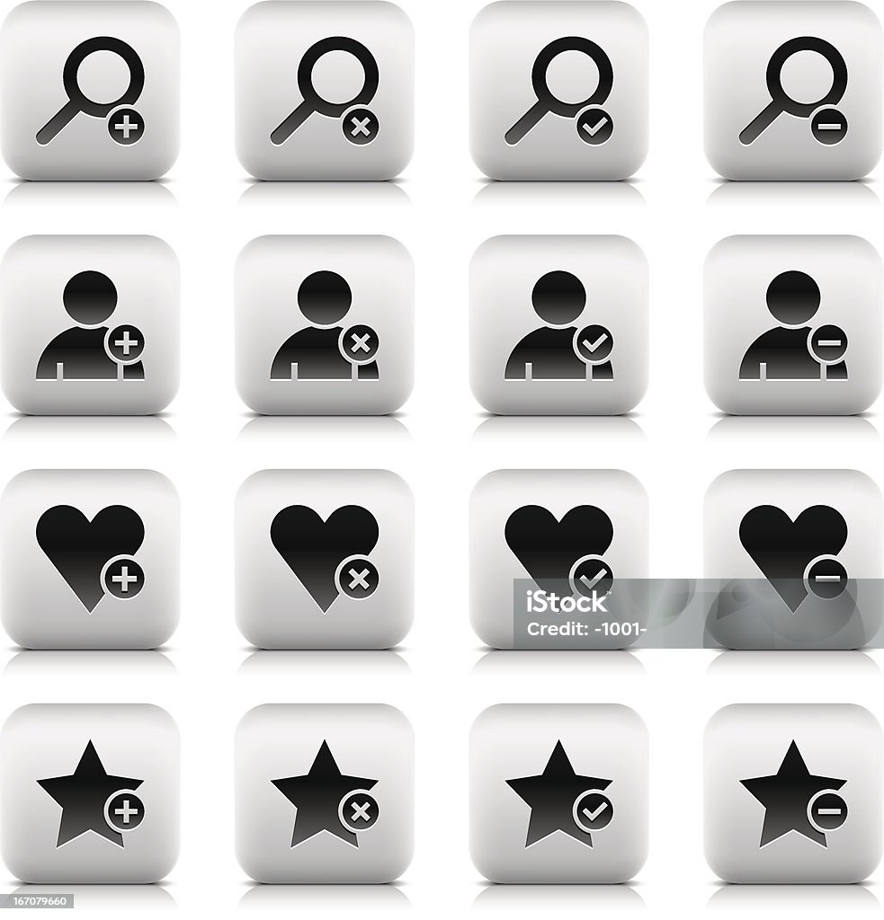 Fond de l'icône de loupe utilisateur étoiles cœur de bouton carré arrondi - clipart vectoriel de Autorisation libre de droits