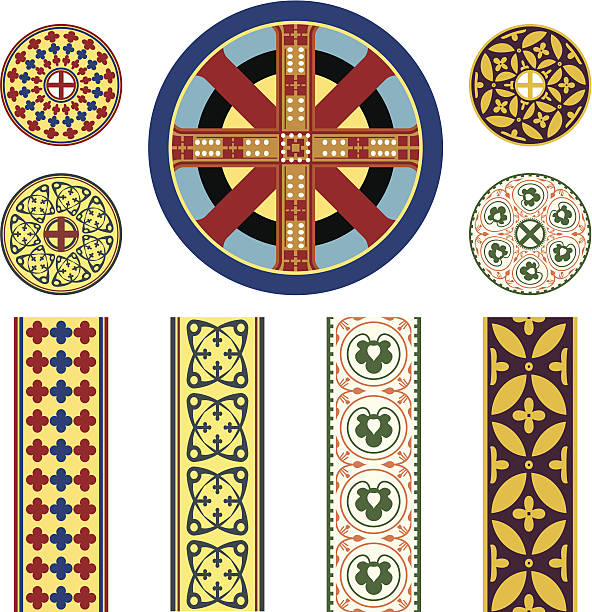 Byzantine ornamentation 01 Byzantine art inspired patterns and rosettes byzantine pattern stock illustrations