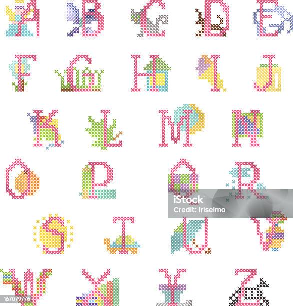 Babygirl Алфавит — стоковая векторная графика и другие изображения на тему Вышивка крестиком - Вышивка крестиком, День рождения, Идентификация личности