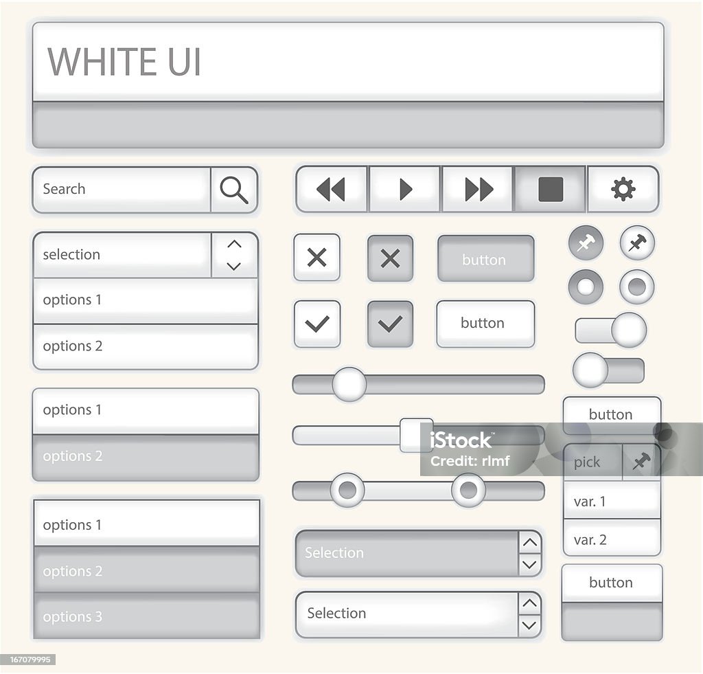 Ui Design Examples White Web Ui Elements White Stock Illustration - Download Image Now - Barre ...