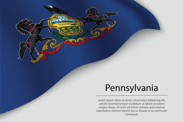 Vector illustration of Wave flag of Pennsylvania is a state of United States.