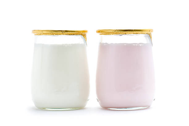two yogurt stock photo