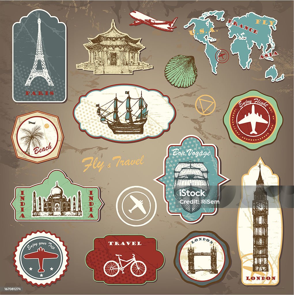 Travel labels Hand drawn travel labels Label stock vector