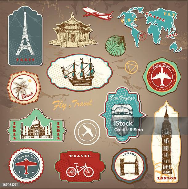 Travel Labels Stock Illustration - Download Image Now - Label, London - England, Old