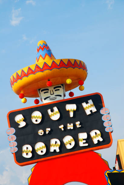 Hamer, SC, USA June 26 The iconic and controversial South of the Border roadside attraction and tourist trap has a large sign held by a cartoonish Mexican man with a sombrero in Hamer South Carolina