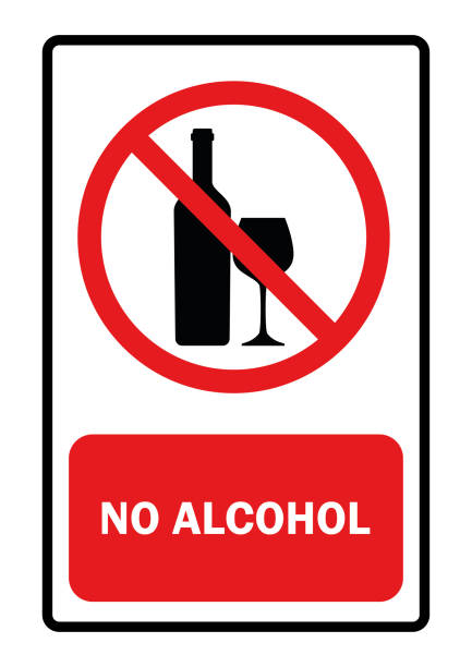 istock Prohibition of Alcohol sign, text on red background. Vector illustration 1670854938