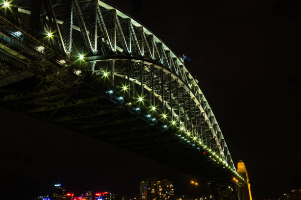 istock Lighted up Harbour Bridge and night view in Sydney, Australia 1670863056