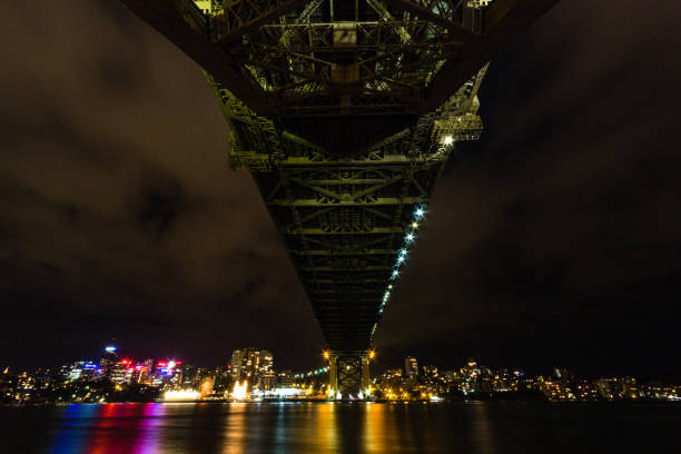 istock Lighted up Harbour Bridge and night view in Sydney, Australia 1670866171