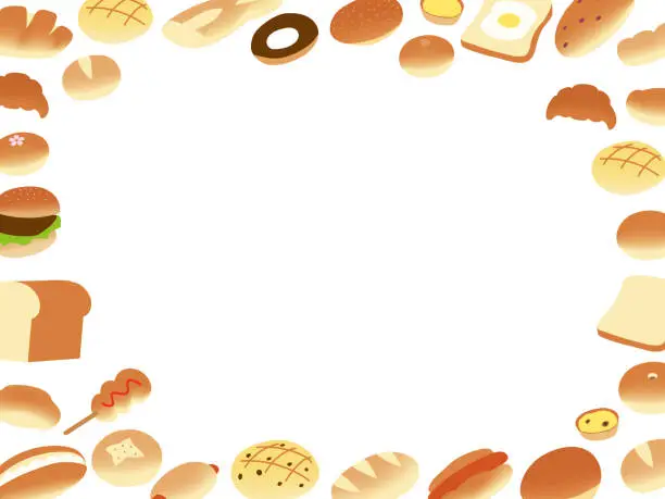 Vector illustration of Frame of various bread illustrations