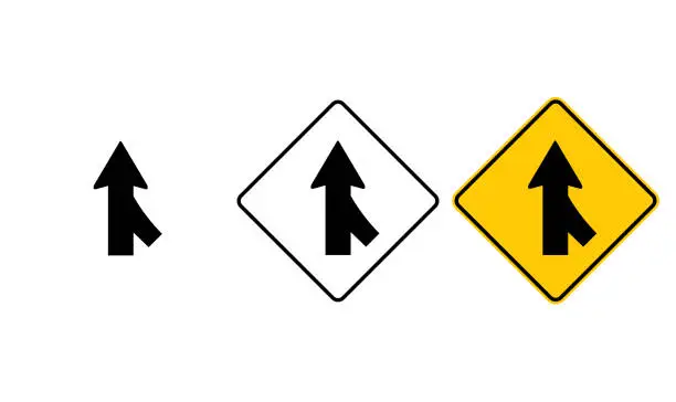Vector illustration of icon Right merging sign