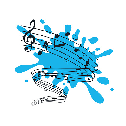 Music sheet. Musical note set in blue background