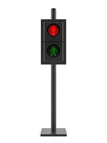 Traffic light on a white background. 3d illustration.