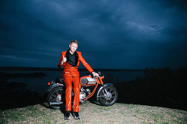 Successful Crazy Musician With His Motorcycle