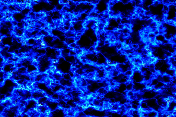 massive blue thunderbolt break out glow mineral texture on black marble luxury interior tile and wall and floor  background