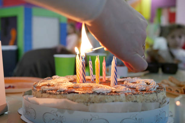 istock During the birthday celebration, candles are lit on the cake. 1671215136