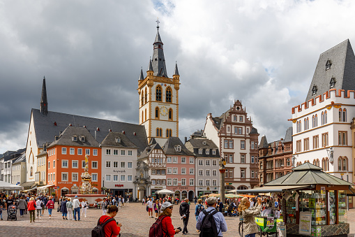 Trier, Germany - August 9th 2023: The Hauptmarkt in Trier, Germany\nHigh dynamic range image