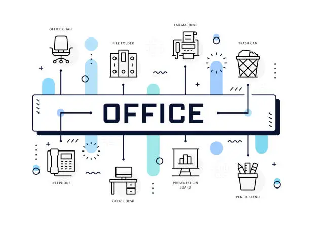Vector illustration of Office Supplies Infographic Template