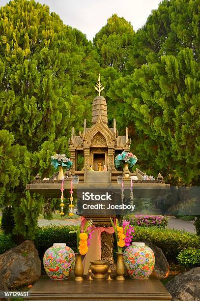 Thai Buddhist Shrine Stock Photo - Download Image Now - Flower, Khao Yai National Park, Altar