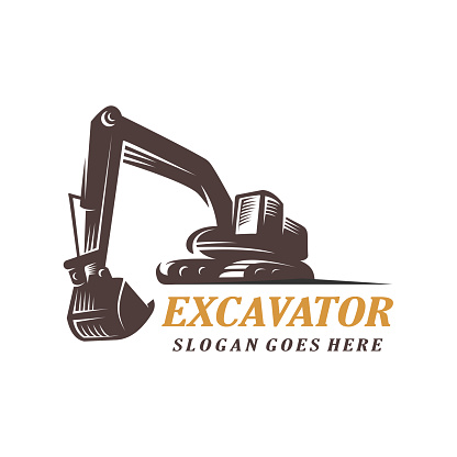 vintage logo excavator template illustration