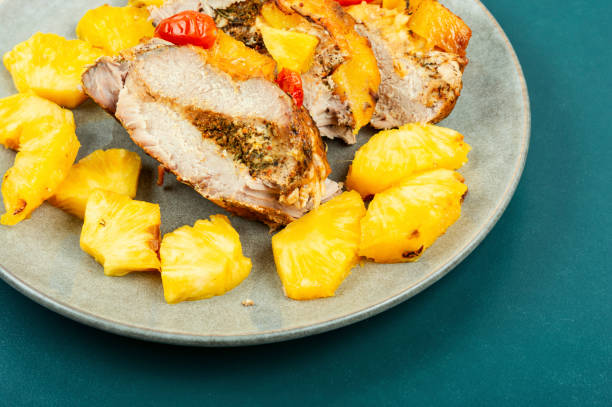 istock Delicious meat baked with pineapple. 1671309283