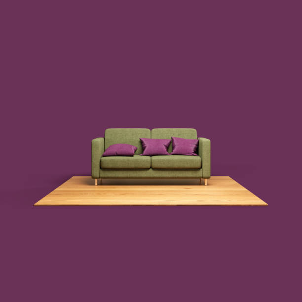 istock A green sofa on a purple background 1671332388