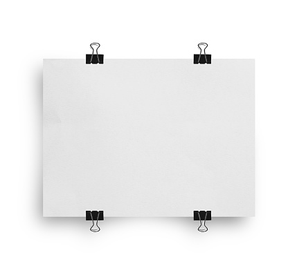 Blank paper presentation board or sign mock-up isolated on white background