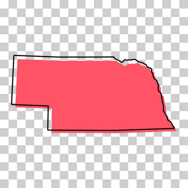 illustrazioni stock, clip art, cartoni animati e icone di tendenza di forma della mappa del nebraska, stati uniti d'america. illustrazione vettoriale del simbolo del concetto piatto - nebraska lincoln nebraska map physical geography