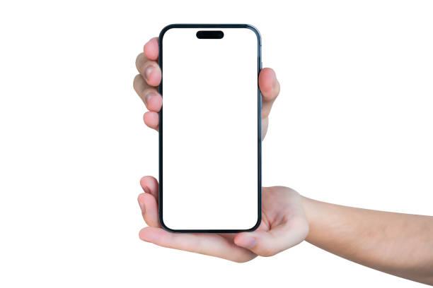 istock Hand showing smartphone with blank screen isolated on white background 1671395885