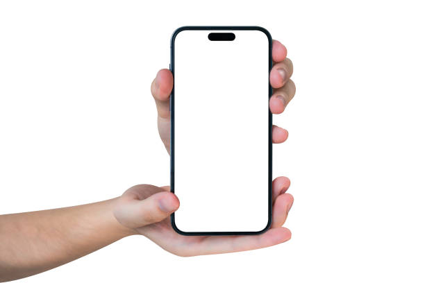 istock Hand showing smartphone with blank screen isolated on white background 1671395886